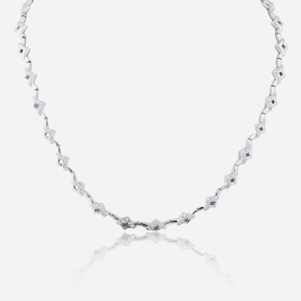 Necklace Handmade White Gold Zircons